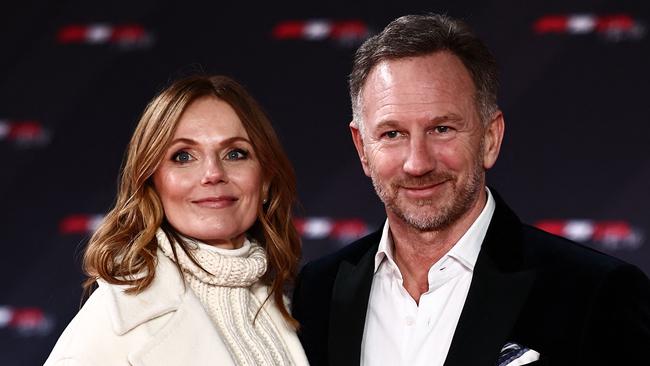 Christian Horner and Geri Halliwell at the F1 75 event. (Photo by HENRY NICHOLLS / AFP)