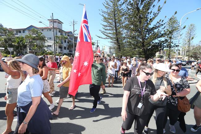 People in the Tweed are protesting the border restrictions. 22 August 2021 Coolangatta Picture by Richard Gosling