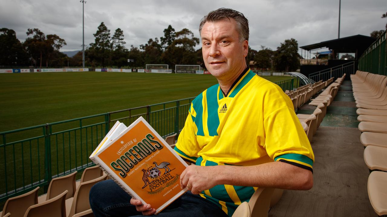 21/5/18 SA soccer statistician Andrew Howe has released a Socceroos Encylopedia in the lead-up to the World Cup. Andrew is pictured at Adelaide City Park, Oakden. Picture MATT TURNER.