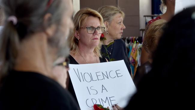 Red Rose Rally against domestic violence in Flinders Street last week. NQDVIS coordinator Mandy Thompson. Picture: Evan Morgan