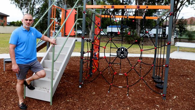 Cumberland councillor Joe Rahme at the new children’s playground at New Glasgow Park. Picture: Angelo Velardo