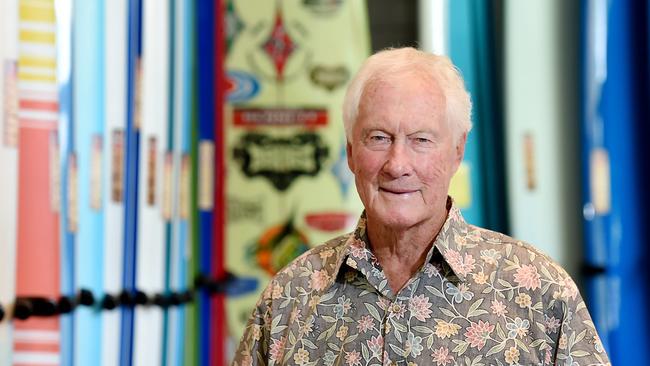 Barry Bennett poses during a photo shoot in his surfboard showroom at Brookvale on Wednesday January 23rd. Barry Bennett, a renown surfboard maker, will receive an OAM in the Australia Day Honours List. (AAP IMAGE / Troy Snook)