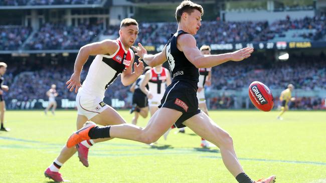 Carlton’s Rising Star favourite Sam Walsh during the clash with St Kilda. Picture: Michael Klein