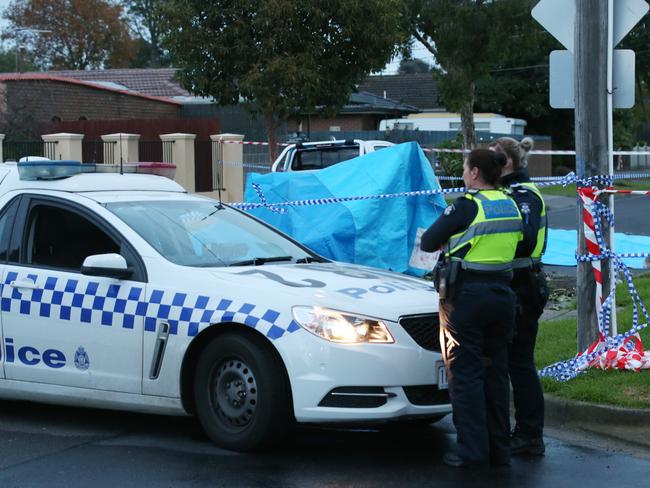 The wreckage of a light plane is seen in Scarlet Street, Mordialloc. Pictures: AAP Image/David Crosling