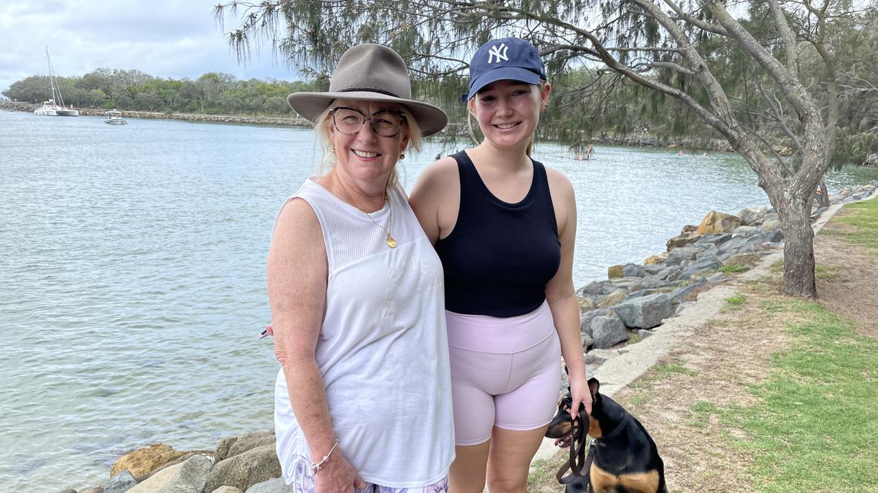 Rosie and Hannah O'Leary celebrating Christmas at Point Cartwright.