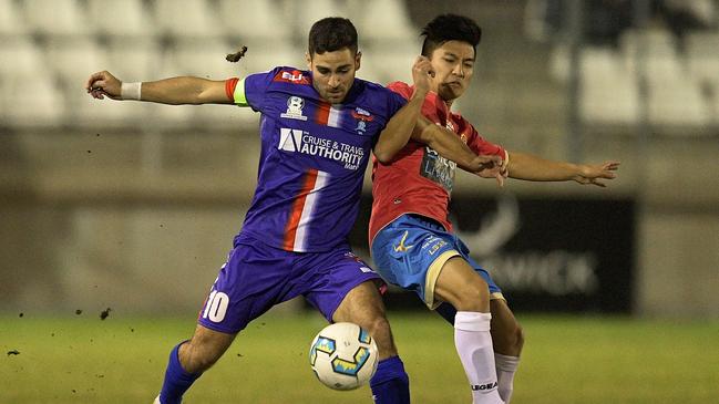 Brendan Cholakian (left) hasn’t given up on a professional football career. Picture: Getty Images