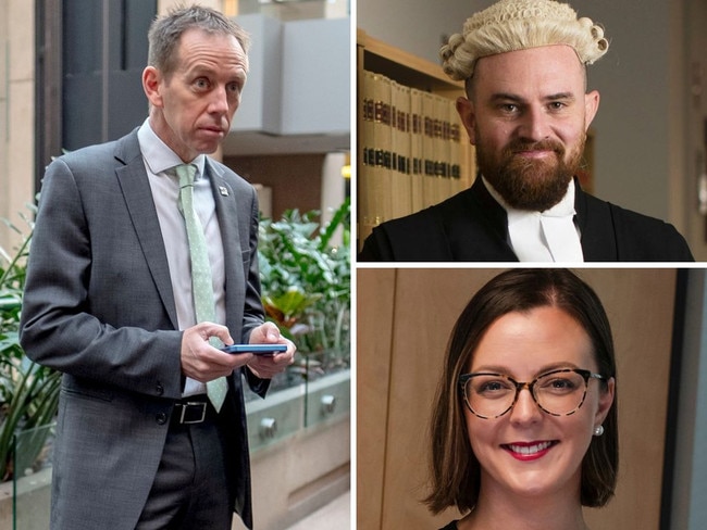 Clockwise from left: Attorney-General Shane Rattenbury, former acting DPP Anthony Williamson, Victoria Engel.