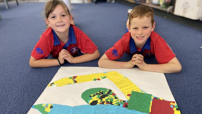 Driver Primary School students Scarlett and Oscar are some of many who has written to the Olympians in quarantine at Howard Springs. Picture: AJ McArthur