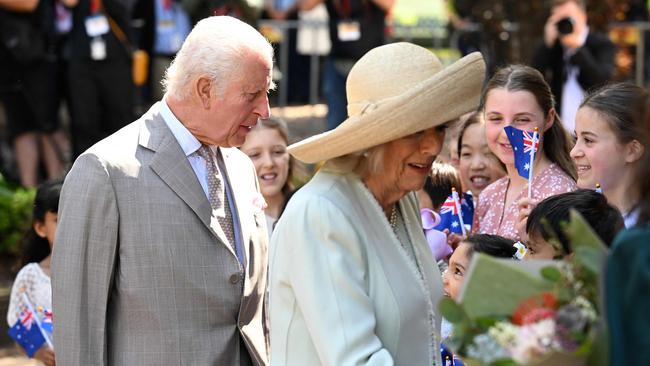 Britain's King Charles III and Queen Camilla arrive to attend a Sunday morning service at St Thomas' Anglican Church in Sydney. Picture: NewsWire / Dean Lewins