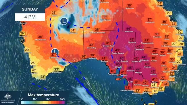 More than half of the Australian population is in the midst of a heatwave. Picture: Bureau of Meteorology