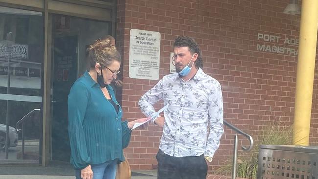 Thomas Jack O'Neill leaves the Port Adelaide Magistrates Court with his mother. Picture: Brinley Duggan