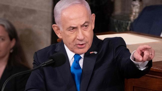 Mr Netanyahu speaking to Congress. Picture: Roberto Schmidt/AFP