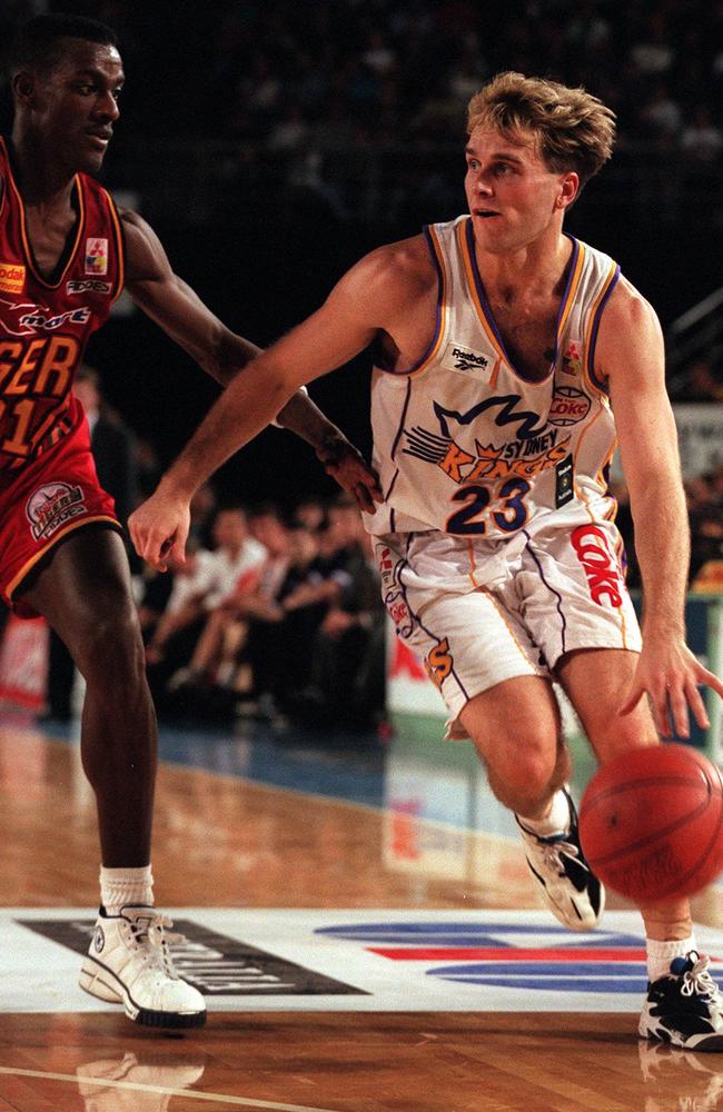 Shane ‘The Hammer’ Heal playing for the Sydney Kings against Melbourne Tigers’ Lanard Copeland in 1996.