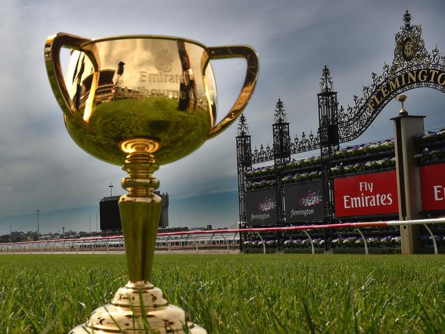 SUNDAY PAPERS ONLY. Champion Jockey, Hugh Bowman, on the Flemington Finish Post, looks at the Melbourne Cup that he is riding for on Tuesday. Picture Jay Town.