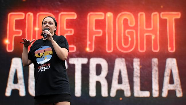 Celeste Barber during the Fire Fight Australia bushfire relief concert in Sydney in February. Picture: Joel Carrett