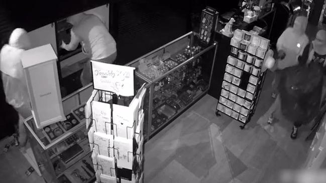 Unknown offenders allegedly breaking into a cigarette shop in North Buderim. Picture: QPS