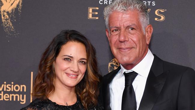 Asia Argento and Anthony Bourdain in 2017. Picture: AFP Photo/Getty Images North America/Neilson Barnard