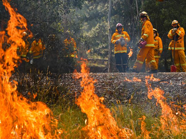 A supplied image obtained Wednesday, January 8, 2020 shows CFA strike teams performing controlled burning west of Corryong, Victoria, Tuesday, January 7, 2020. (AAP Image/Supplied by State Control Centre Media/News Corp Australia, Jason Edwards) NO ARCHIVING, EDITORIAL USE ONLY