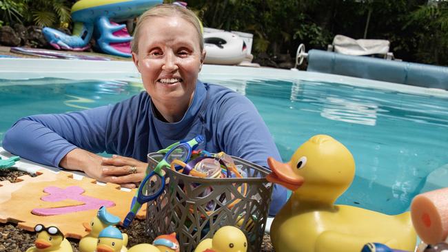 Cairns swim instructor Katie Cox at her home training pool in Mooroobool. Picture: Brian Cassey