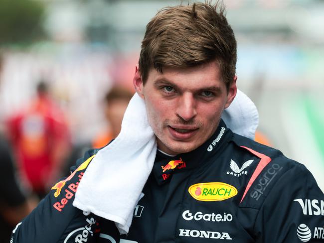 BARCELONA, SPAIN - MAY 31: Third placed qualifier Max Verstappen of the Netherlands and Oracle Red Bull Racing looks on in parc ferme during qualifying ahead of the F1 Grand Prix of Spain at Circuit de Barcelona-Catalunya on May 31, 2025 in Barcelona, Spain. (Photo by Mark Thompson/Getty Images)