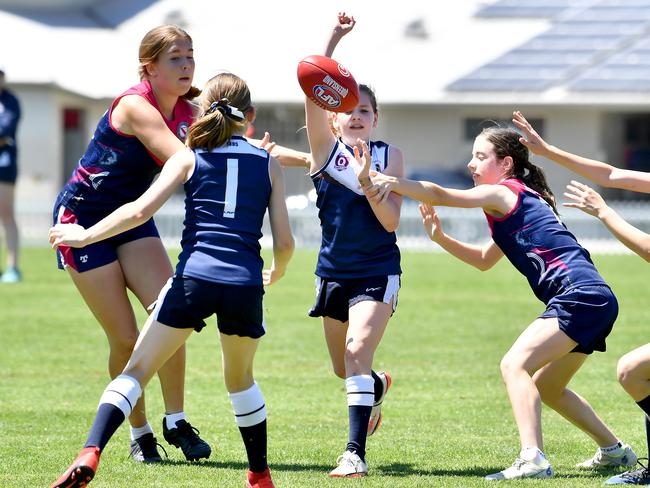 QGSSSA (schoolgirls) Australian football action in Yeronga.Saturday October 29, 2022. Picture, John Gass