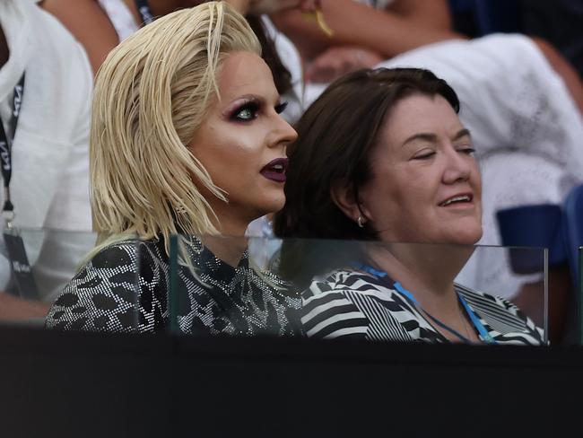 Courtney Act at the tennis. Picture: Graham Denholm/Getty