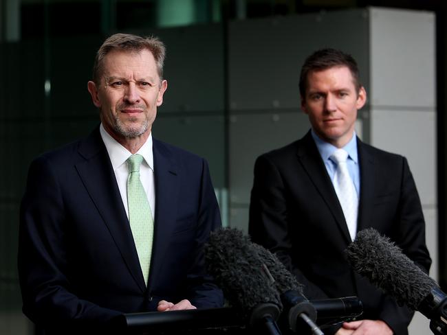 Australian Statistician David Kalisch and Duncan Young, head of the 2016 Census Program, held a press conference in Canberra yesterday. Picture: Kym Smith