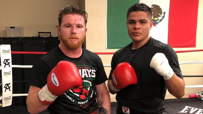 Australian boxer Bilal Akkawy sparring with Canelo Alvarez in LA.