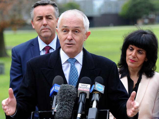 Prime Minister Malcolm Turnbull in Melbourne on Tuesday, insisting the party he leads is not fractured. Picture: Mal Fairclough