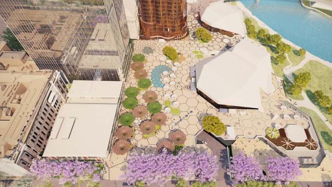 The approved designs for $253.5 million Festival Plaza project.