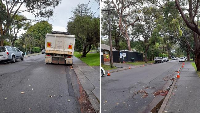 A submission from a local resident shows images of traffic conditions from the current building site at 54 Bardo Rd, Newport. Picture: Northern Beaches Council