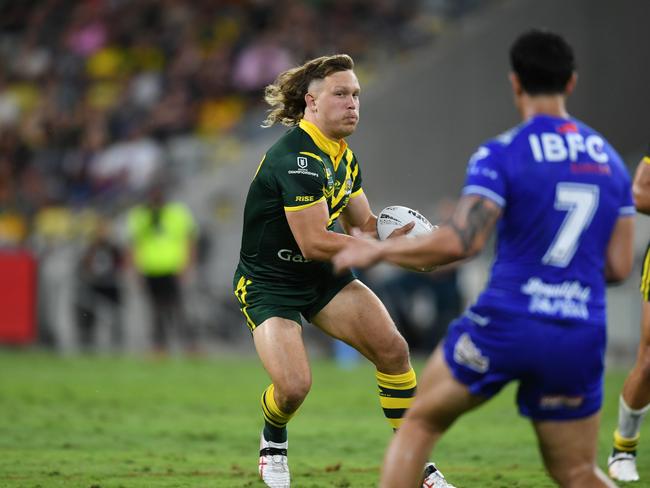 Reuben Cotter was held to the lowest minutes on the field of any Kangaroo - surely earning Mal Meninga a thank you card from Mrs Cotter. Picture: NRL Imagery