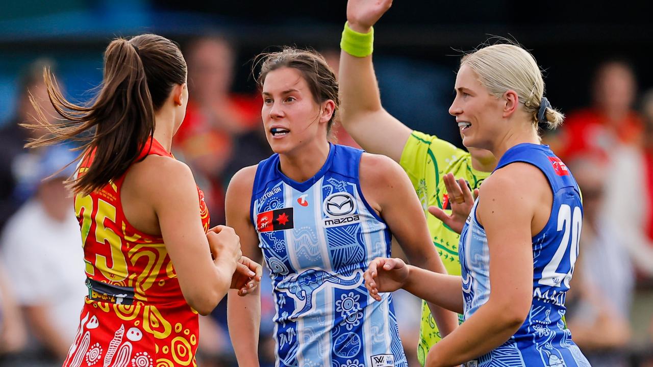 Birch (centre) says the Roos being tested by Adelaide and against Gold Coast early in last week’s clash would be vital for their finals preparation. Picture: Dylan Burns / Getty Images