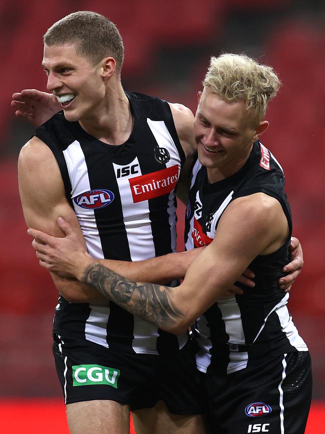 The ecstasy: Will Kelly registers a goal with his first kick in the AFL. Picture: Getty Images