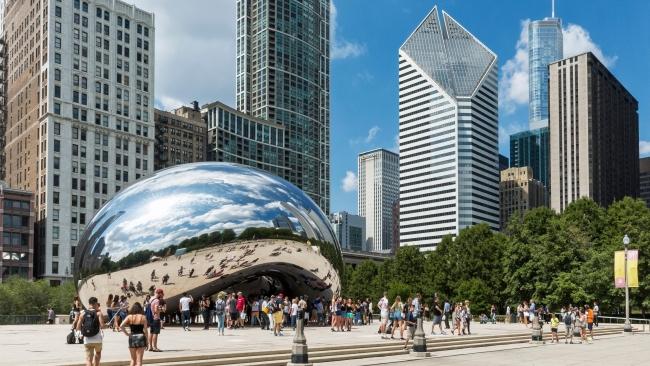 Cloud Gate (aka The Bean) at Millennium Park in Chicago, Illinois. Picture: Alamy