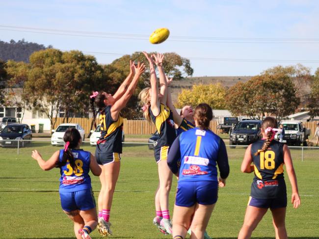 SFLW Community League - Action from Sorell v St Virgils during the annual Pink Sock-Carolyn Birch Memorial Match. Picture: Jake Garland