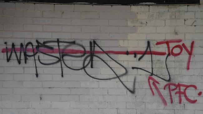 Graffiti tags were found on the toilet block opposite Croydon railway station last month. Picture: Andy Brownbill