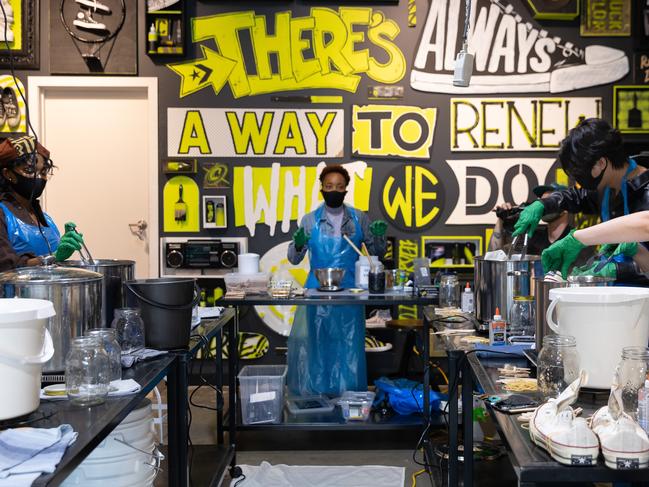 Tamara Leacock leads a workshop at the Converse Renew store in Melbourne.