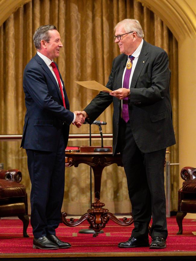 West Australian Labor leader Mark McGowan is sworn in.