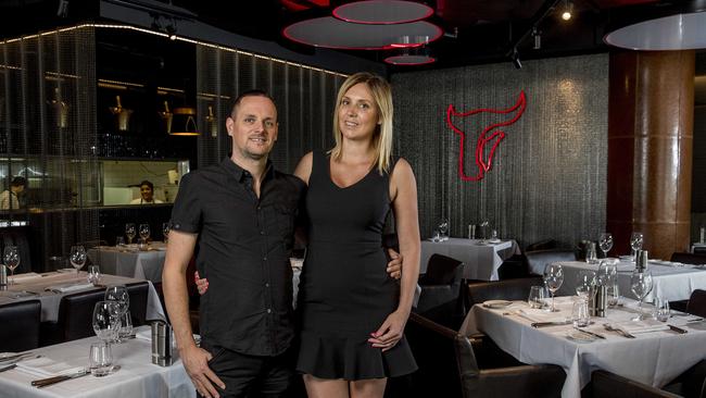 Moo Moo The Wine Bar + Grill owners Steven Adams and Autumn Adams. Picture: Jerad Williams