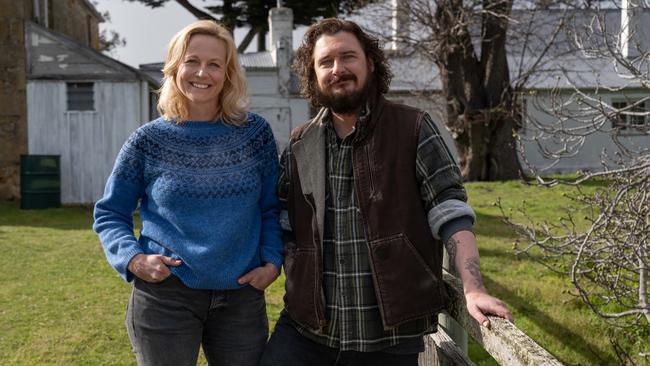 Marta Dusseldorp and Toby Leonard Moore on location. Picture: Brook Rushton