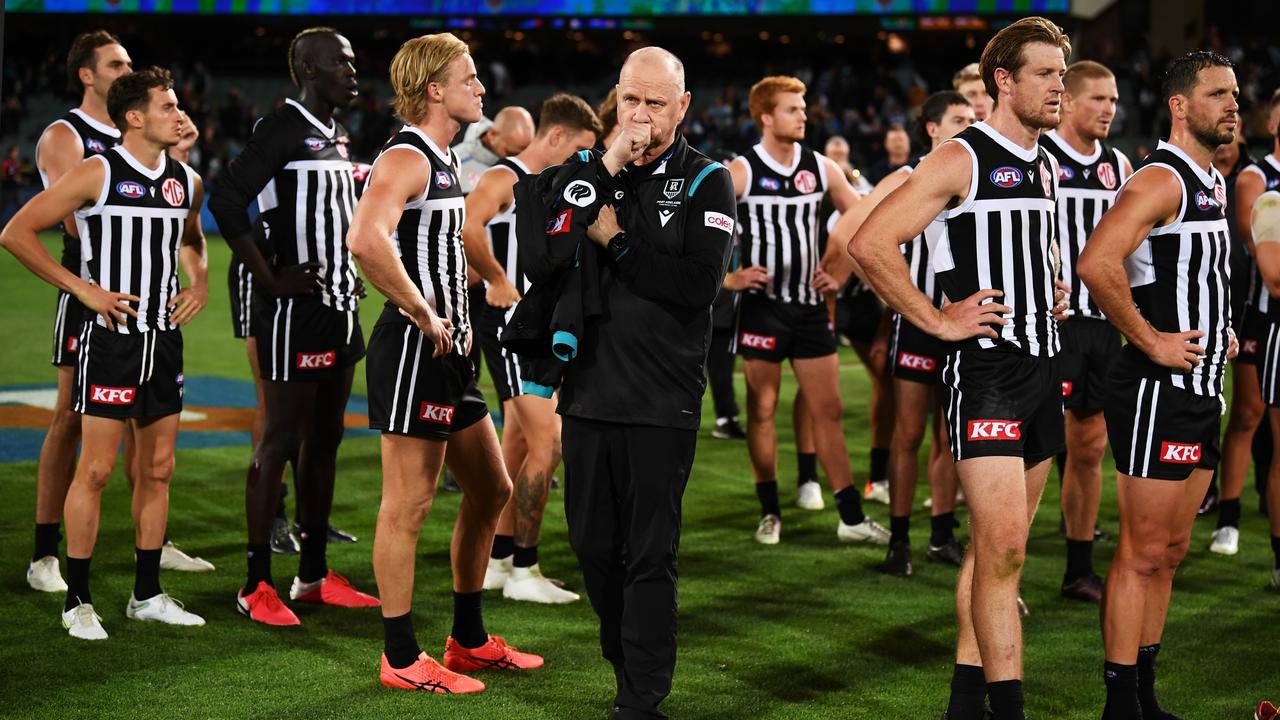 Ken Hinkley and Port Adelaide were very disappointed after the round 3 Showdown loss. Picture: Mark Brake/Getty Images