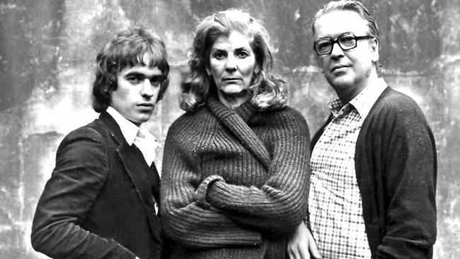 Martin Amis in 1980 with his father Kingsley and Kingsley's second wife, Elizabeth Jane Howard. Picture: Camera Press.