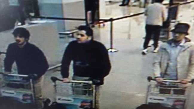 Belgian police have released this CCTV footage of the suspects in Tuesday’s terror attacks. Picture: Belgian Federal Police/AFP