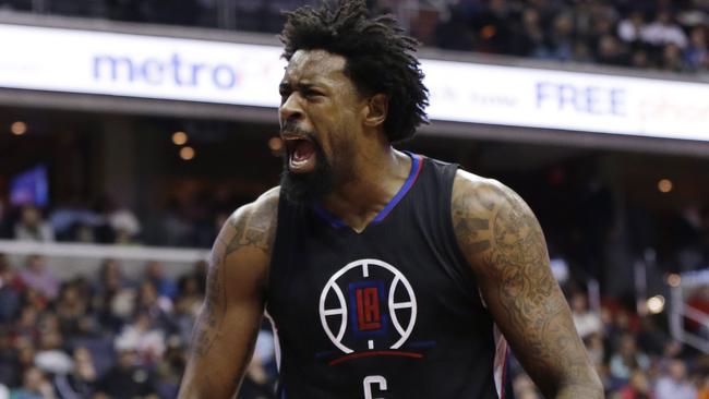 Los Angeles Clippers center DeAndre Jordan reacts to a call during the second half.