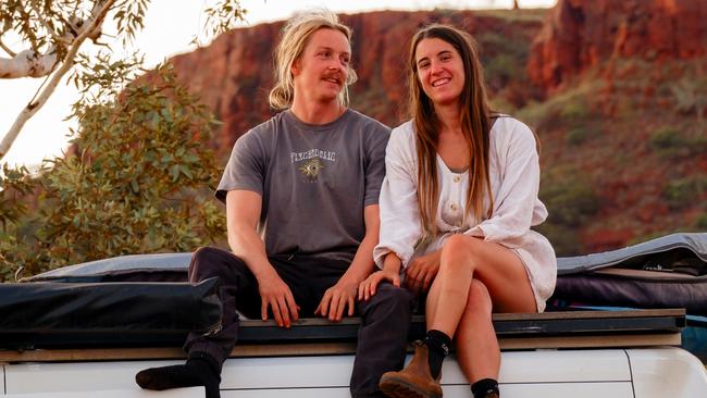 Queensland couple Brody Robinson and Mia Licciardello have been travelling around Australia for more than two years. Photo: Supplied.