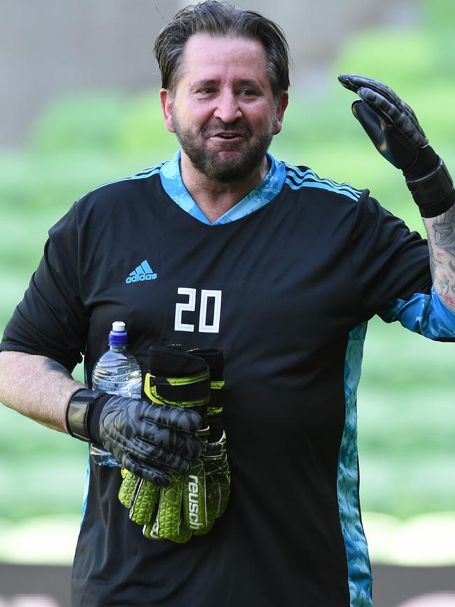 Anthony LaPaglia taking part in Oz Football Aid celebrity charity football match raising awareness for Rural Aid. Picture: JOSIE HAYDEN