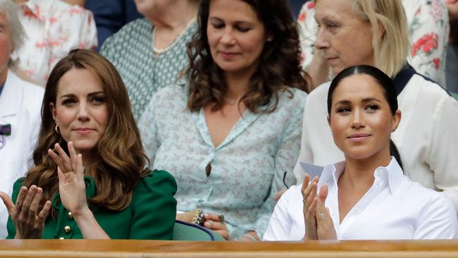 Kate and Meghan appear to have set their rift aside Picture: Ben Curtis/AFP