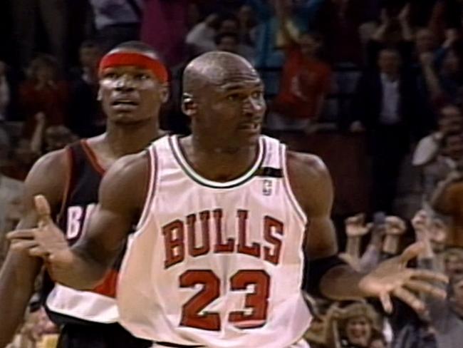 Michael Jordan's icon shrug against the Blazers