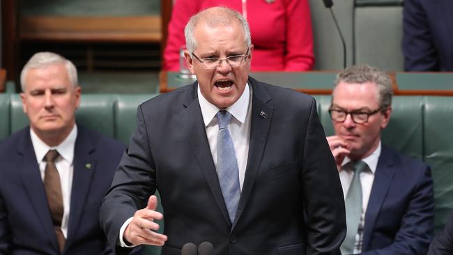 PM Scott Morrison during Question Time in the House of Representatives Chamber, Parliament House in Canberra. Picture: Kym Smith